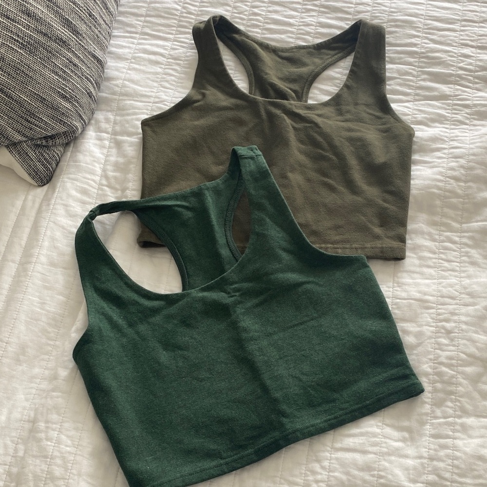 Pact Women's Tank Tops in Olive and Dark Green